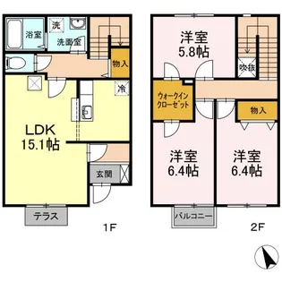 神奈川県厚木市愛甲4【一戸建】の間取り