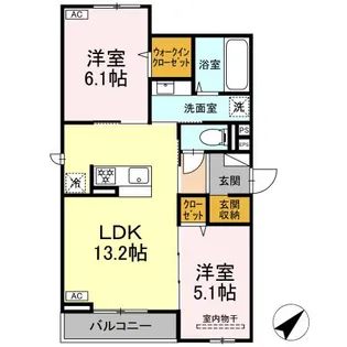 プレミア西条中央B【1階】の間取り