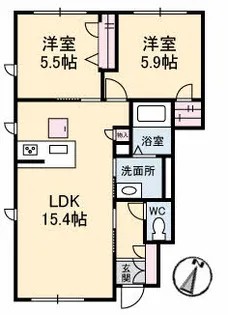2LDKの間取り画像