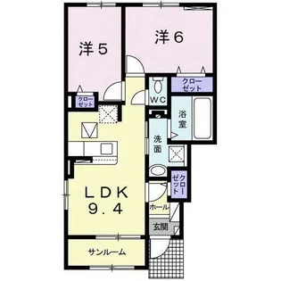 フェリチータ坂東 B【1階】の間取り