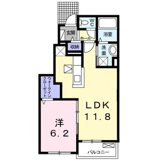 クラウン・ビュー I【1階】の間取り