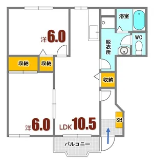 イーストヒルズ2【1階】の間取り