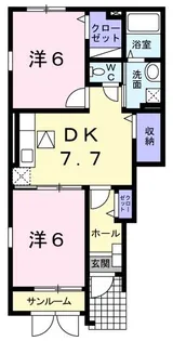 ラフレシール尾山III【1階】の間取り