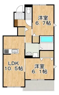 ユアメゾン益野B【1階】の間取り