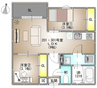 仮称)REGALEST 北方4【2階】の間取り