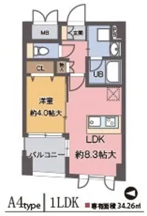 ラ・シャルム江坂【4階】の間取り