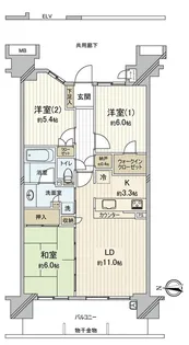 ワンダーベイシティSAZANガーデンウエスト【6階】の間取り
