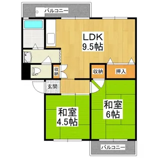 狭山遊園ハイツ5号棟【5階】の間取り