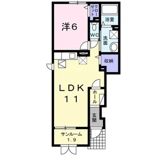 ラングレー飛鳥III【1階】の間取り
