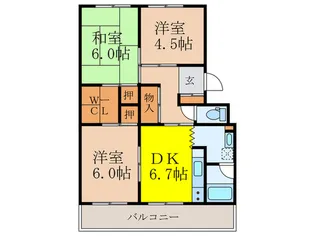 千里北町住宅A1棟【2階】の間取り