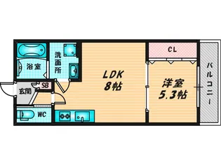 ロイヤルハイツ俊徳道【1階】の間取り