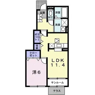 サンセール能瀬I【1階】の間取り