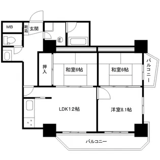 北目町ハイツ【8階】の間取り