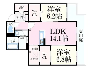 シャーメゾンガーデンズ芦屋翠ヶ丘【1階】の間取り