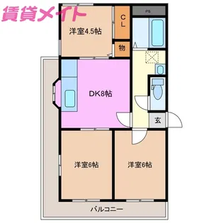 ベイシティ鈴鹿【2階】の間取り