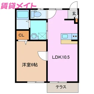 藤田ハイツB棟【1階】の間取り