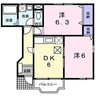 シャン・ド・フルールVI【1階】の間取り