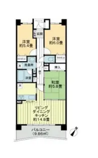 ライオンズマンション千葉グランドタワー【20階】の間取り