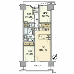 ルピアグランデ浦和美園【6階】の間取り