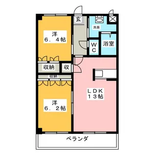 ロイヤル・ラ・ファミーユ B棟【2階】の間取り