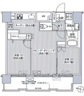 コスモグランス南品川【13階】の間取り