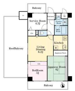 ランデージ津田沼【6階】の間取り