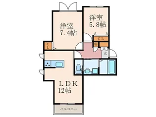 エンジョイスペース鷹の巣【2階】の間取り