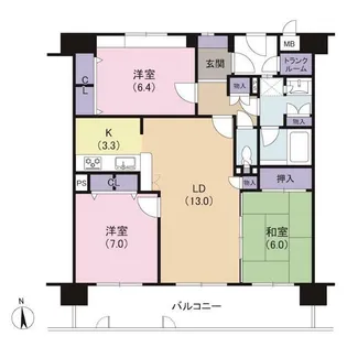 ネオステージ八幡ロイヤルタワー【5階】の間取り