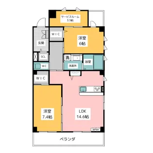 ヴァルム レッヘルン【5階】の間取り