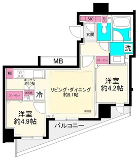 イニシア横濱鶴見【10階】の間取り