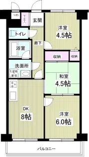 ライオンズプラザ相模大野弐番館【3階】の間取り