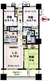 分譲賃貸 ラムザタワー【25階】の間取り