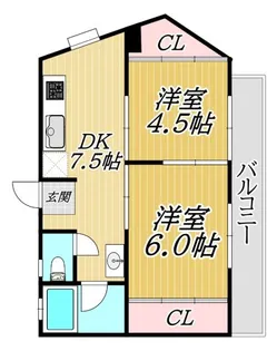 川田ハイツ【4階】の間取り