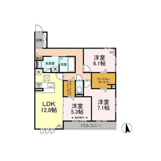 あいグラン・三島駅 B棟【1階】の間取り