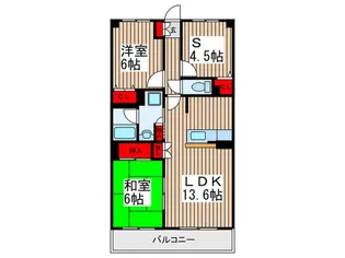 グリシ-ヌ朝霞【3階】の間取り