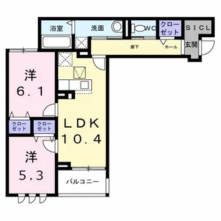 グランリヴェール建石町【1階】の間取り