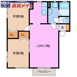 キャッスル伊勢【1階】の間取り