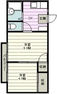 カスヤハイツA【1階】の間取り
