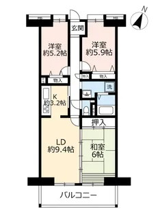 UR白鳥パークハイツ大宝【2階】の間取り