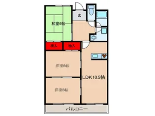 ガ-デンシティ笹部【3階】の間取り