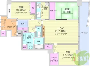 ライオンズタワー仙台広瀬【15階】の間取り