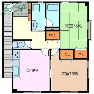 H様アパート【2階】の間取り