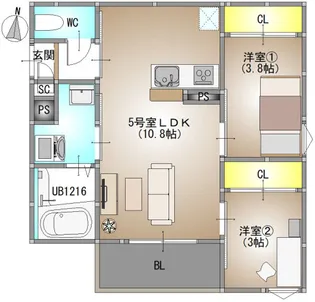 REGALEST 庭瀬II【1階】の間取り