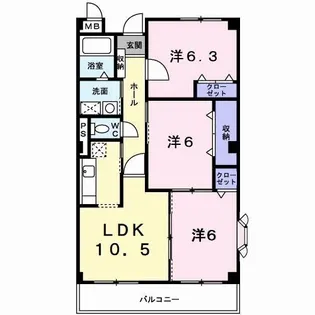 大阪府枚方市伊加賀西町【マンション】の間取り