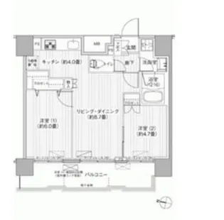 コスモグランス南品川【13階】の間取り