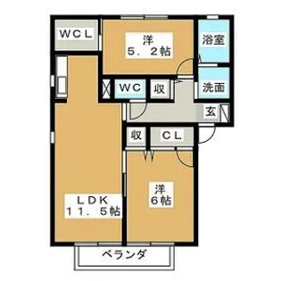 ニューフィールド【2階】の間取り