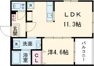 ボヌール太秦【3階】の間取り