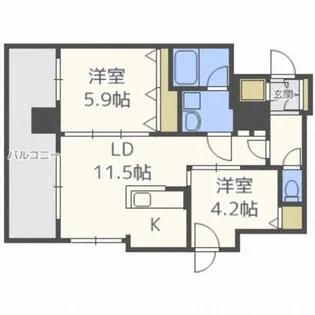 クレジデンス札幌・南4条【13階】の間取り