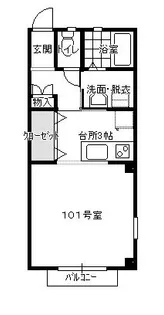 コーポ大崎【1階】の間取り