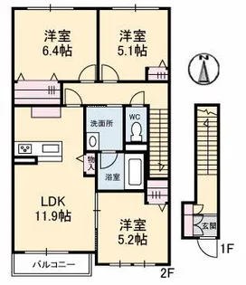 アヴィーロード今保【2階】の間取り